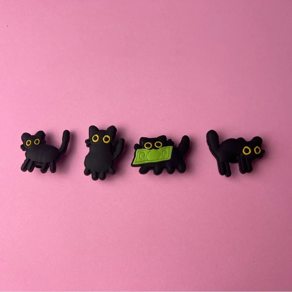 Black Cat Crocs Shoe Charms Set of 7 - jibbitz Charms Coffee Lover - Cat Lover - Picture 4 of 6